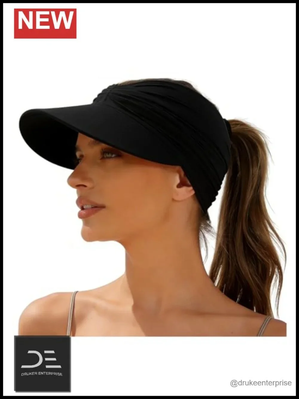 Wide Brim Ponytail Sun Hat with UV Protection - Lightweight Packable Travel Hat